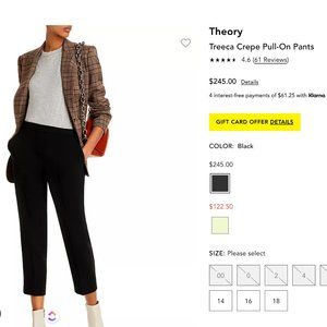 Theory Treeca Crepe Pants - NWOT!